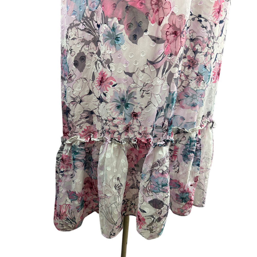 Lane Bryant Floral Ruffle Smocked Dress Plus Size 26/28 Wedding Bridal Shower - Picture 6 of 16